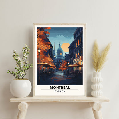 Impression Montréal, Québec | Poster de voyage Montréal | Vieux Montréal la nuit