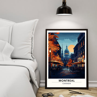 Impression Montréal, Québec | Poster de voyage Montréal | Vieux Montréal la nuit