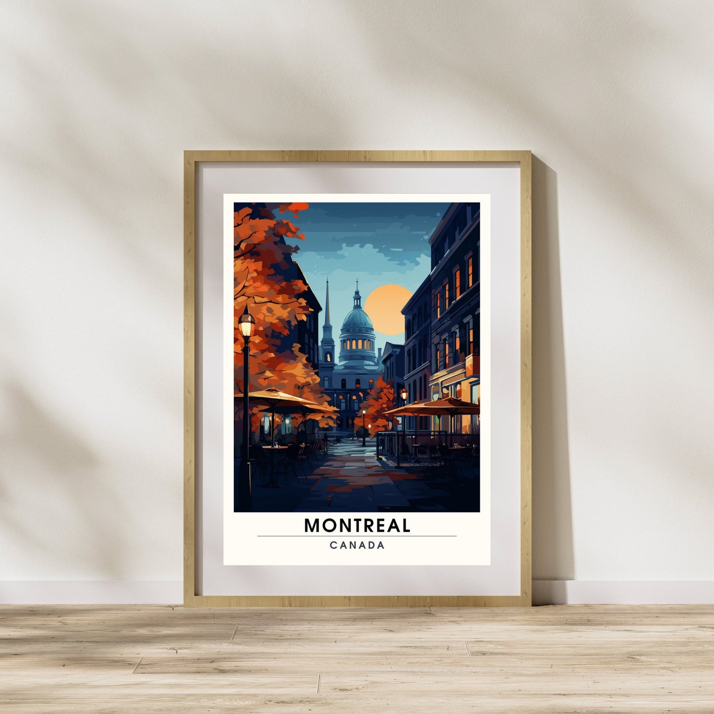 Impression Montréal, Québec | Poster de voyage Montréal | Vieux Montréal la nuit