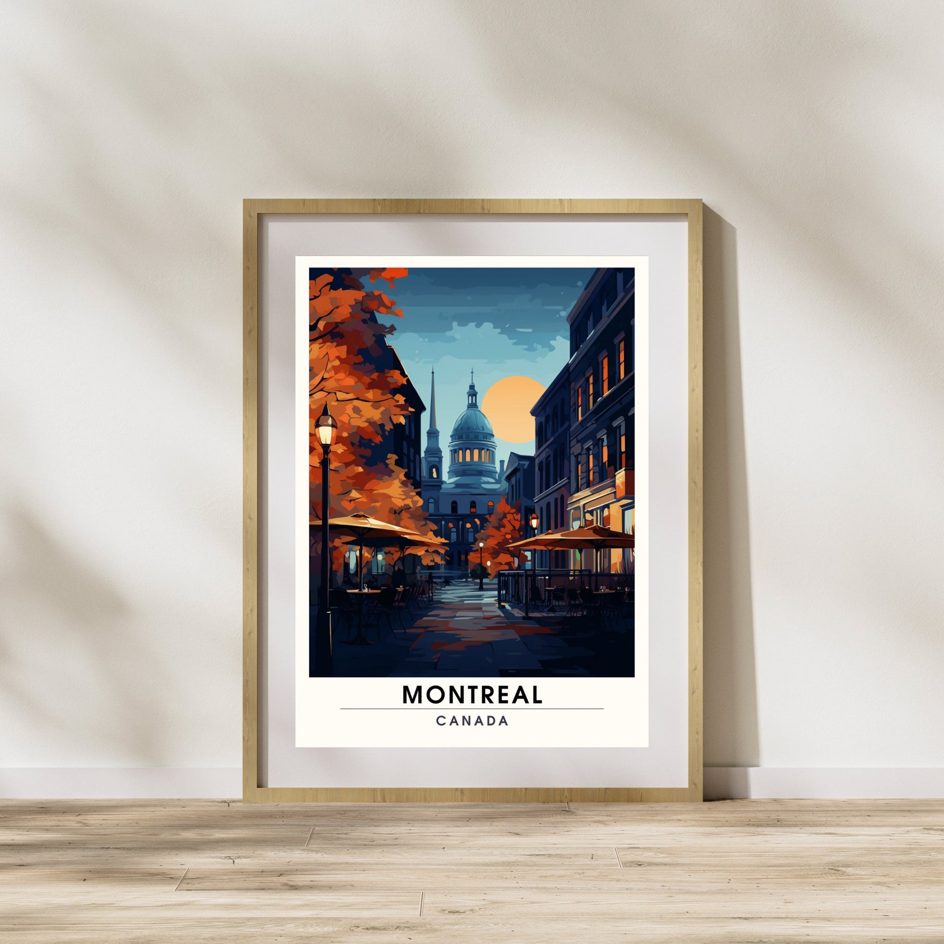 Impression Montréal, Québec | Poster de voyage Montréal | Vieux Montréal la nuit