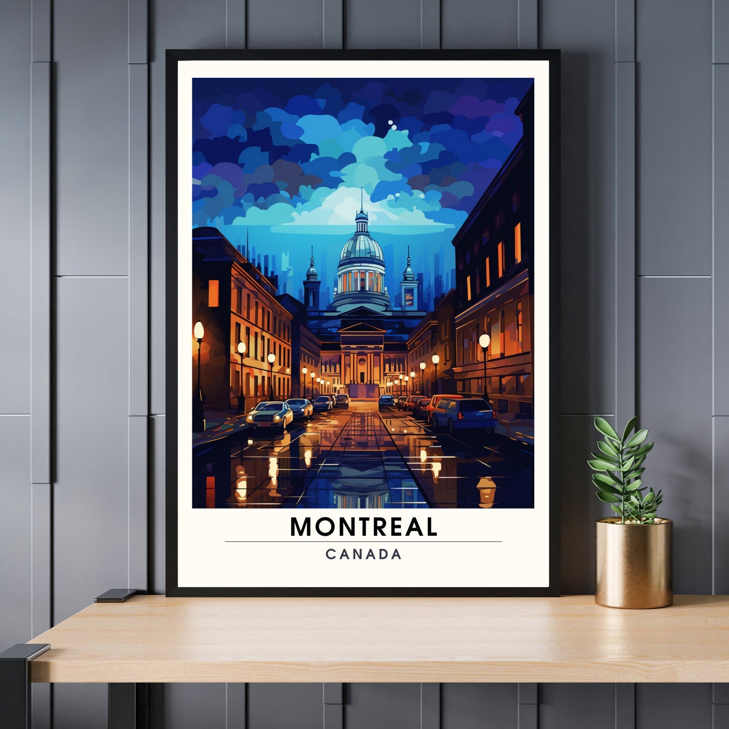 Impression Montréal, Québec | Poster de voyage Montréal | Voyage nocturne à Montréal