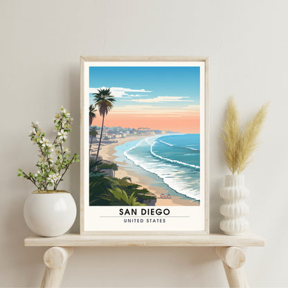 Impression San Diego, USA | Poster de voyage San Diego | Vue sur mer