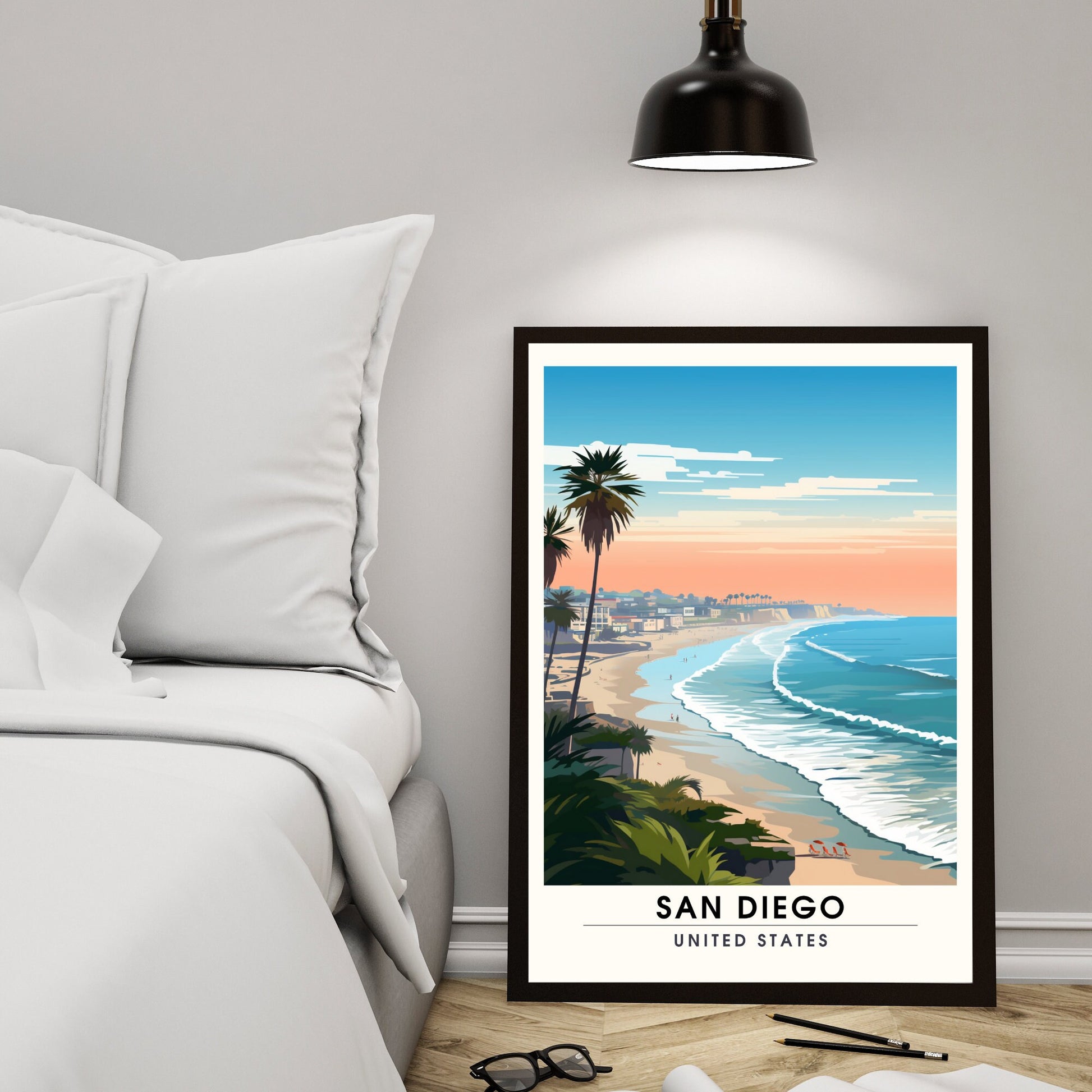 Impression San Diego, USA | Poster de voyage San Diego | Vue sur mer