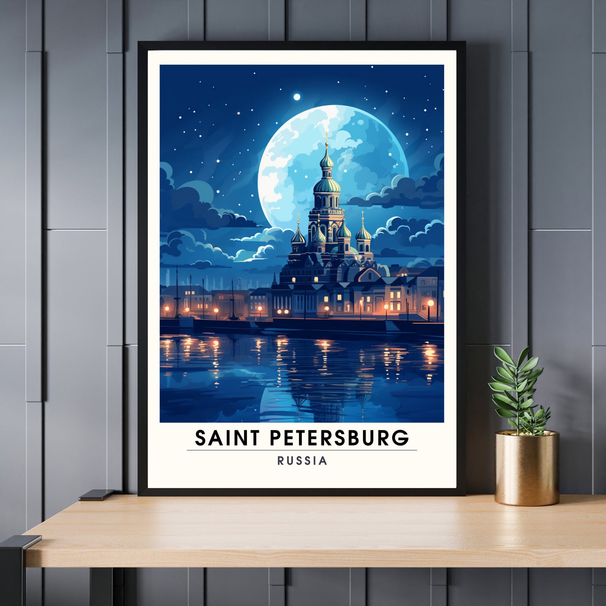 Impression Saint Pétersbourg | Poster de voyage Saint Pétersbourg, Russie | Voyage nocturne à Saint Pétersbourg