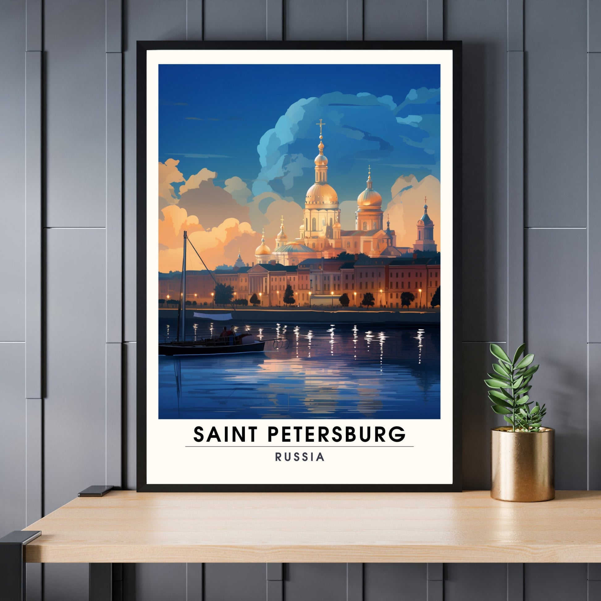 Impression Saint Pétersbourg | Poster de voyage Saint Pétersbourg, Russie | Visite nocturne à Saint Pétersbourg