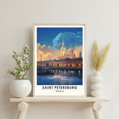 Impression Saint Pétersbourg | Poster de voyage Saint Pétersbourg, Russie | Visite nocturne à Saint Pétersbourg