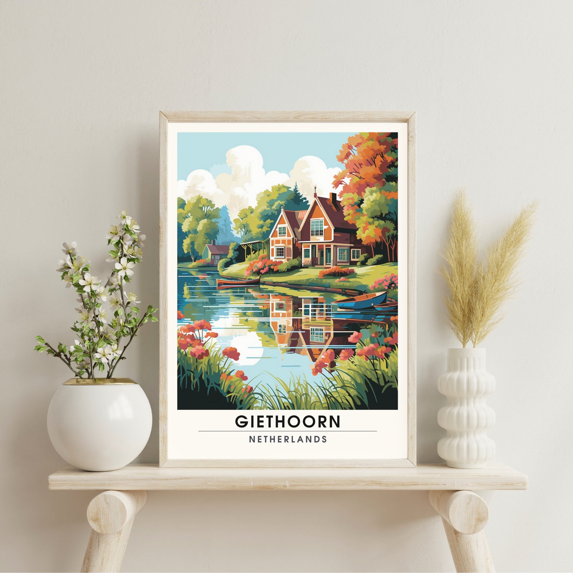 Impression de voyage Giethoorn | poster de voyage Giethoorn, Pays-Bas | Affiche Giethoorn