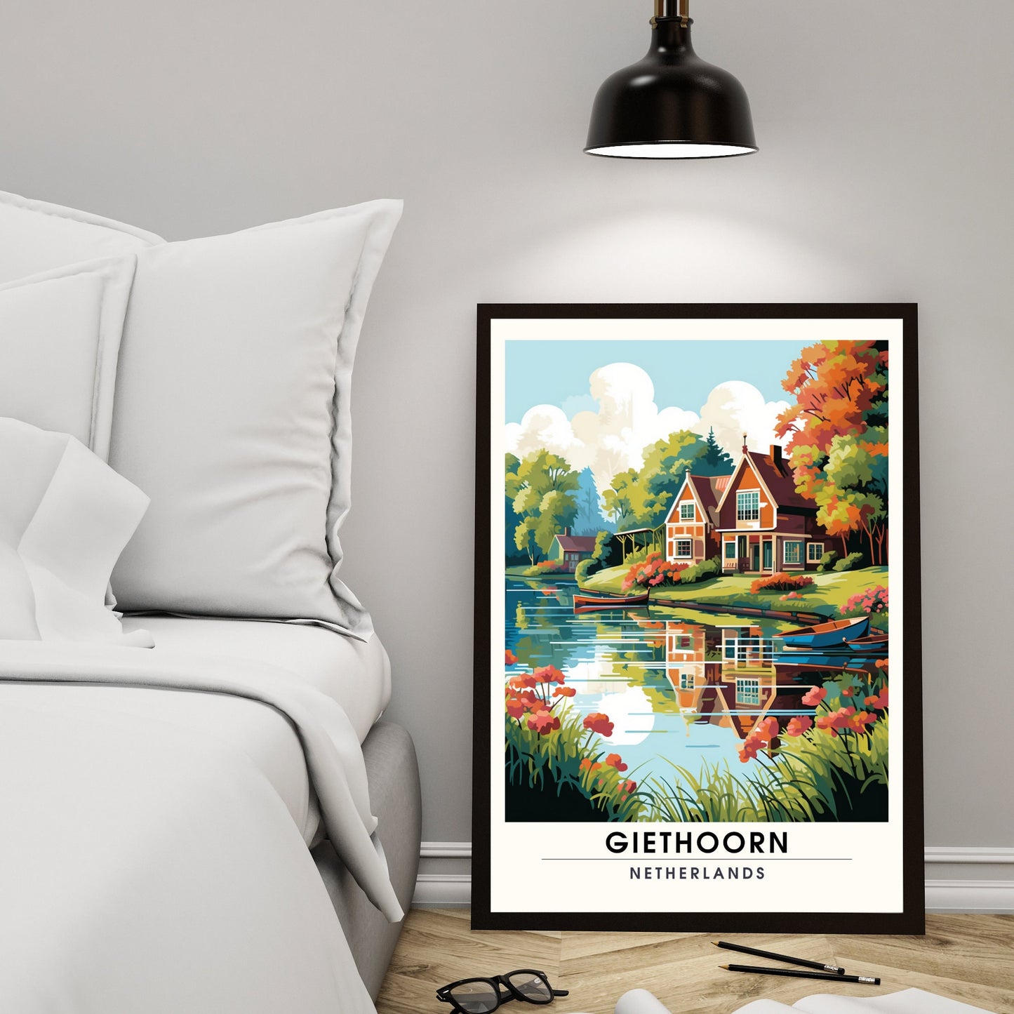 Impression de voyage Giethoorn | poster de voyage Giethoorn, Pays-Bas | Affiche Giethoorn