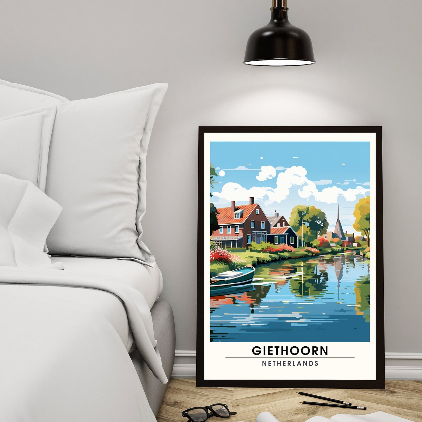 Impression de voyage Giethoorn | poster de voyage Giethoorn, Pays-Bas | Affiche de voyage Giethoorn