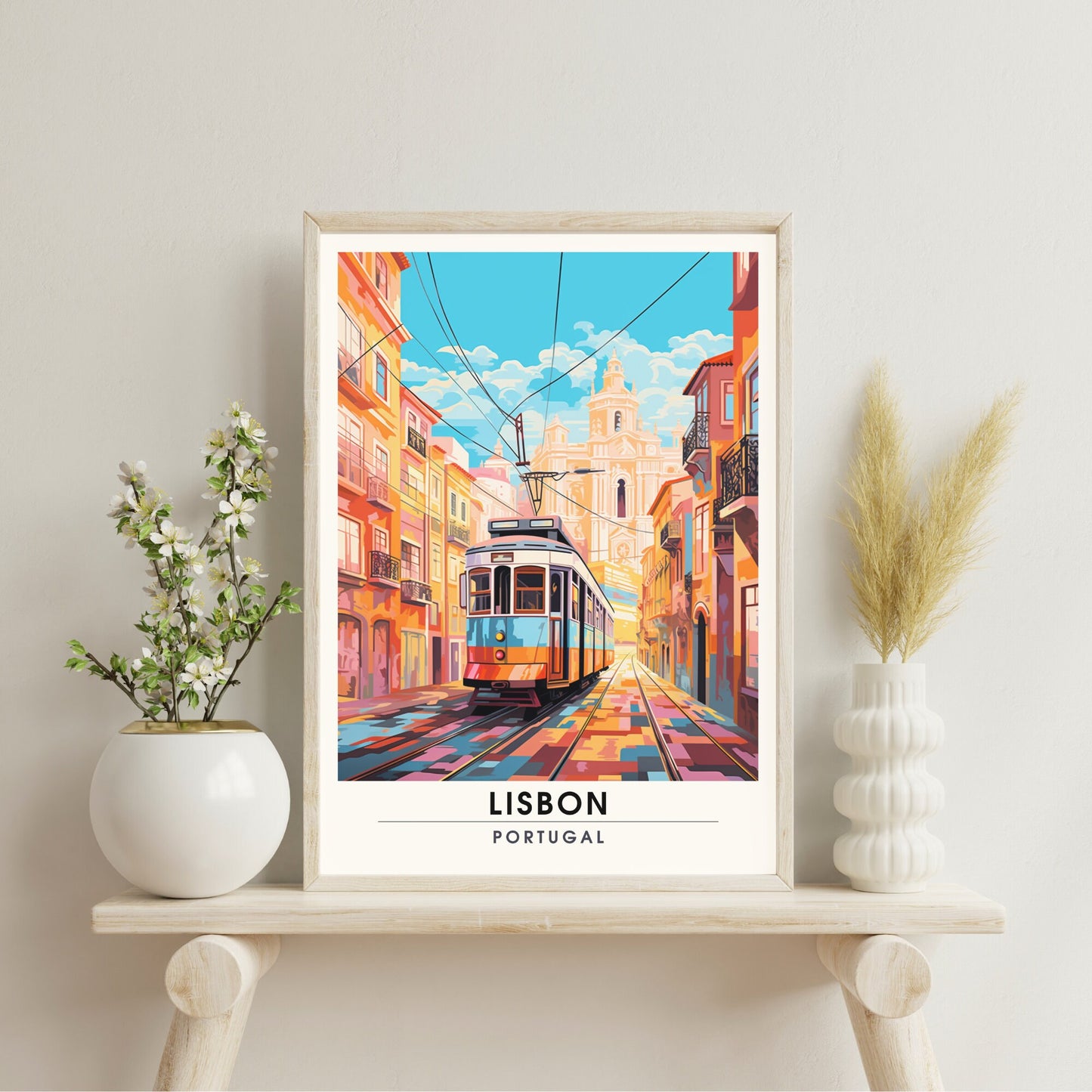 Impression Lisbonne, Portugal, Poster de voyage Lisbonne, Tramway