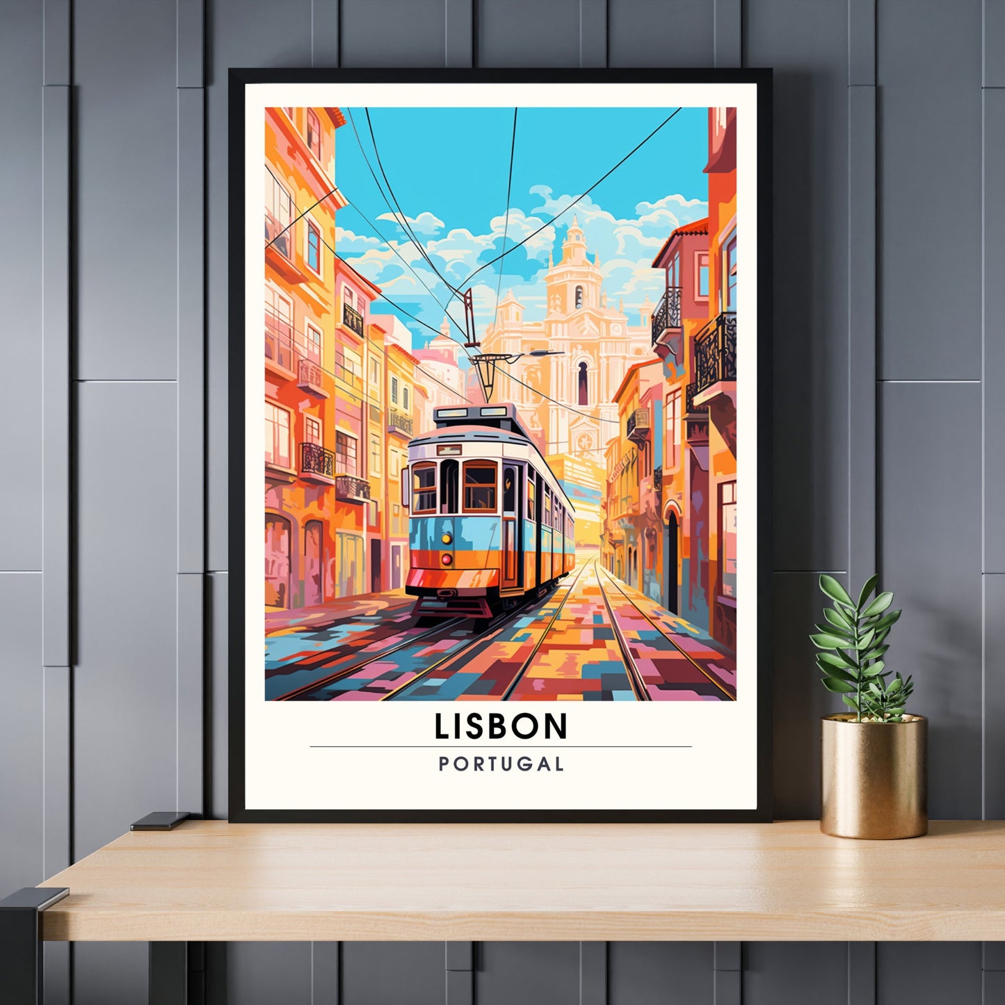 Impression Lisbonne, Portugal, Poster de voyage Lisbonne, Tramway