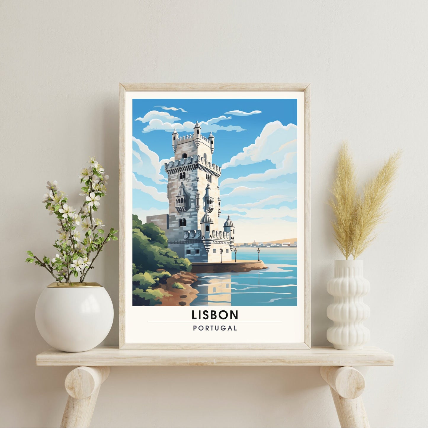 Impression Lisbonne, Portugal, Poster de voyage Lisbonne, Tour de Belem