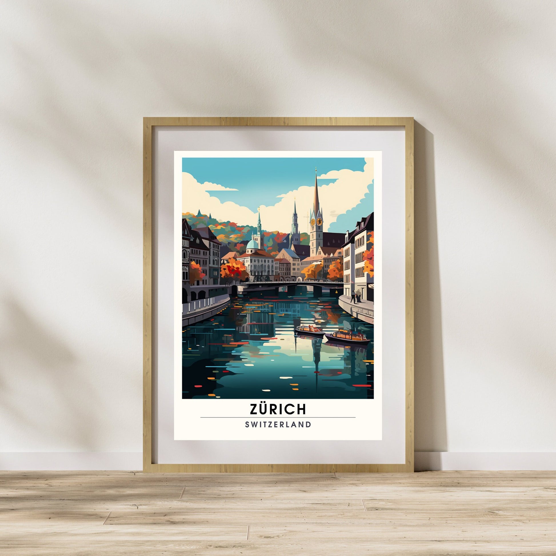 Impression Zurich , poster de voyage Zurich au coucher de soleil