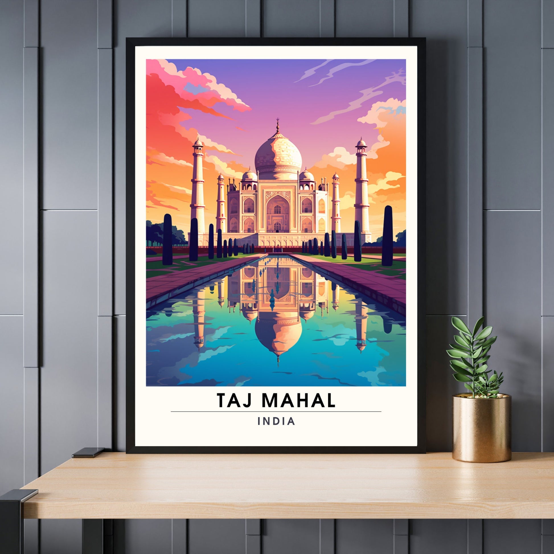 Impression Taj Mahaj, Inde | Poster de voyage Taj Mahaj