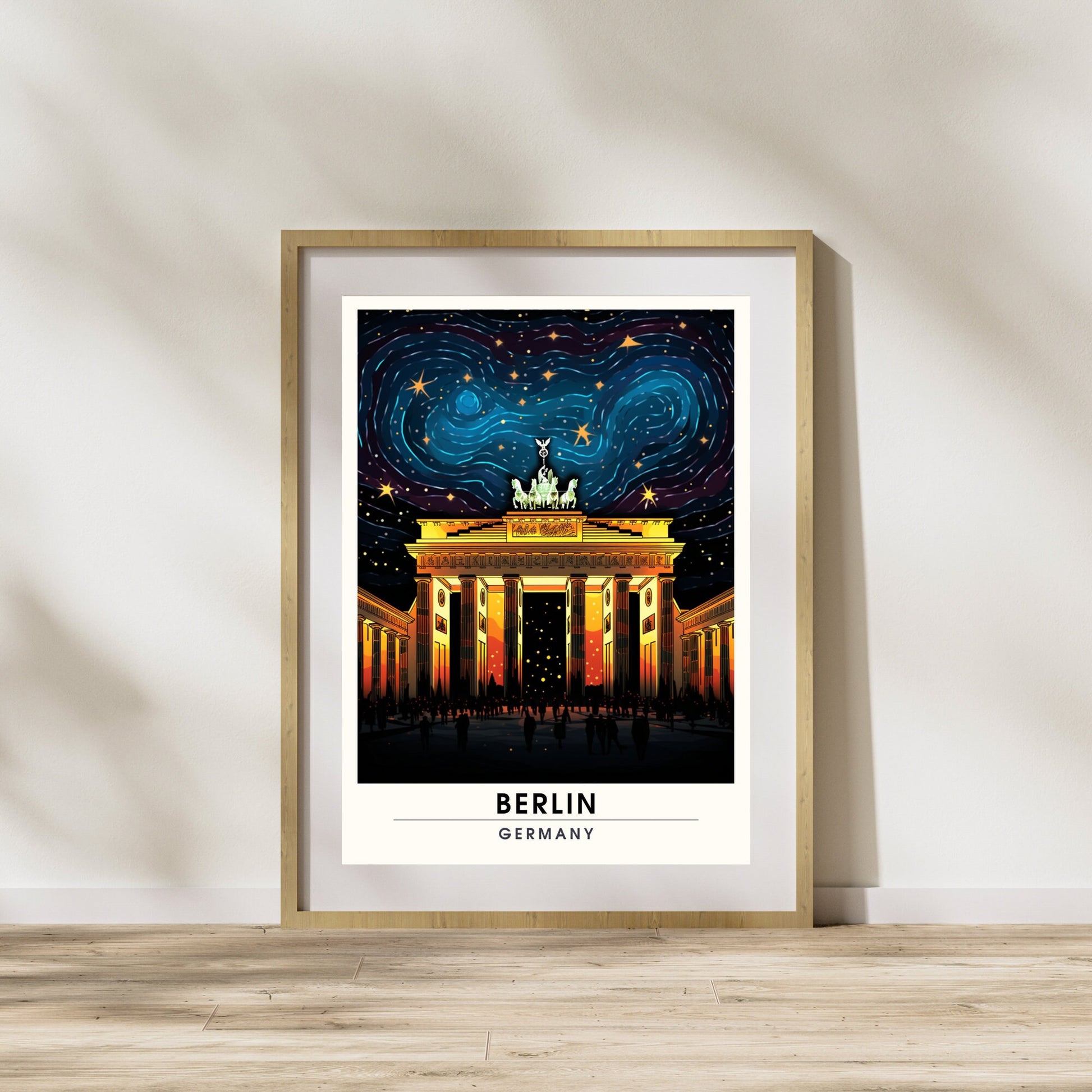 Impression Berlin | Poster de voyage Berlin, Allemagne | Porte de Brandebourg de nuit