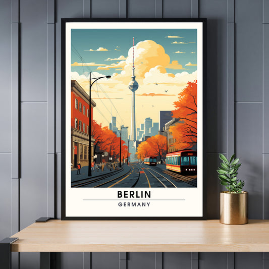 Impression Berlin | Poster de voyage Berlin, Allemagne | Fernsehturm de Berlin