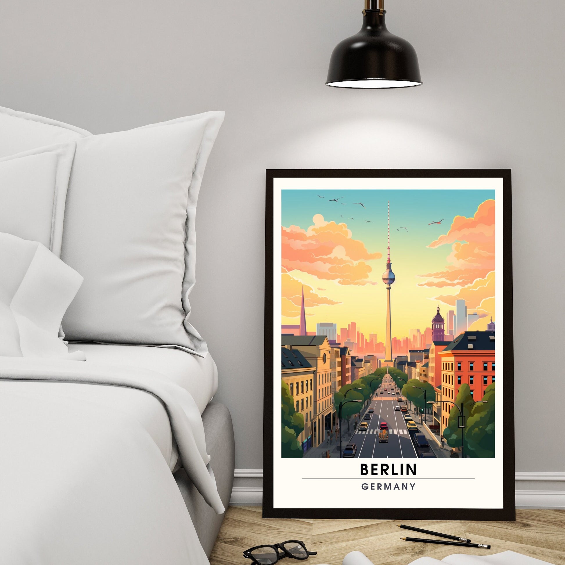 Impression Berlin | Poster de voyage Berlin, Allemagne | vue sur Fernsehturm de Berlin