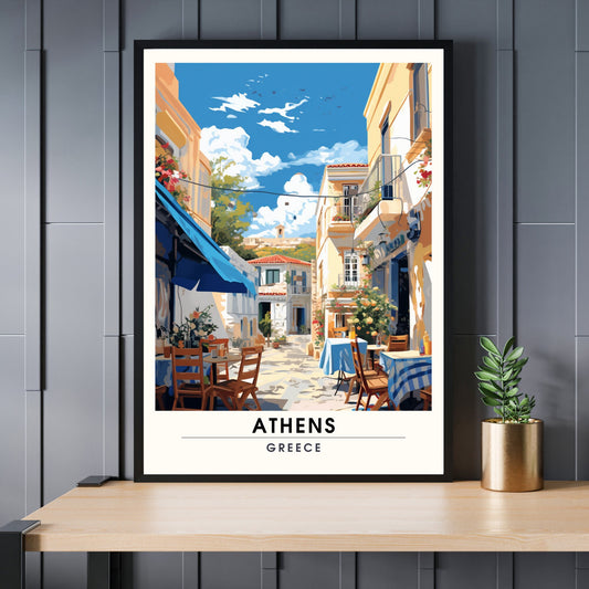 Impression Athènes | Poster de voyage Athènes, Grèce | Plaka