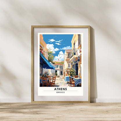 Impression Athènes | Poster de voyage Athènes, Grèce | Plaka