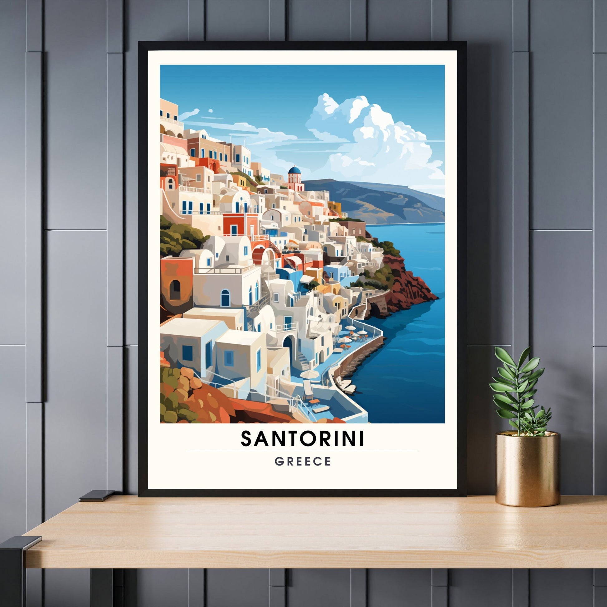 Impression Santorin, Grèce | Affiche de voyage Santorin | Affiche Grèce