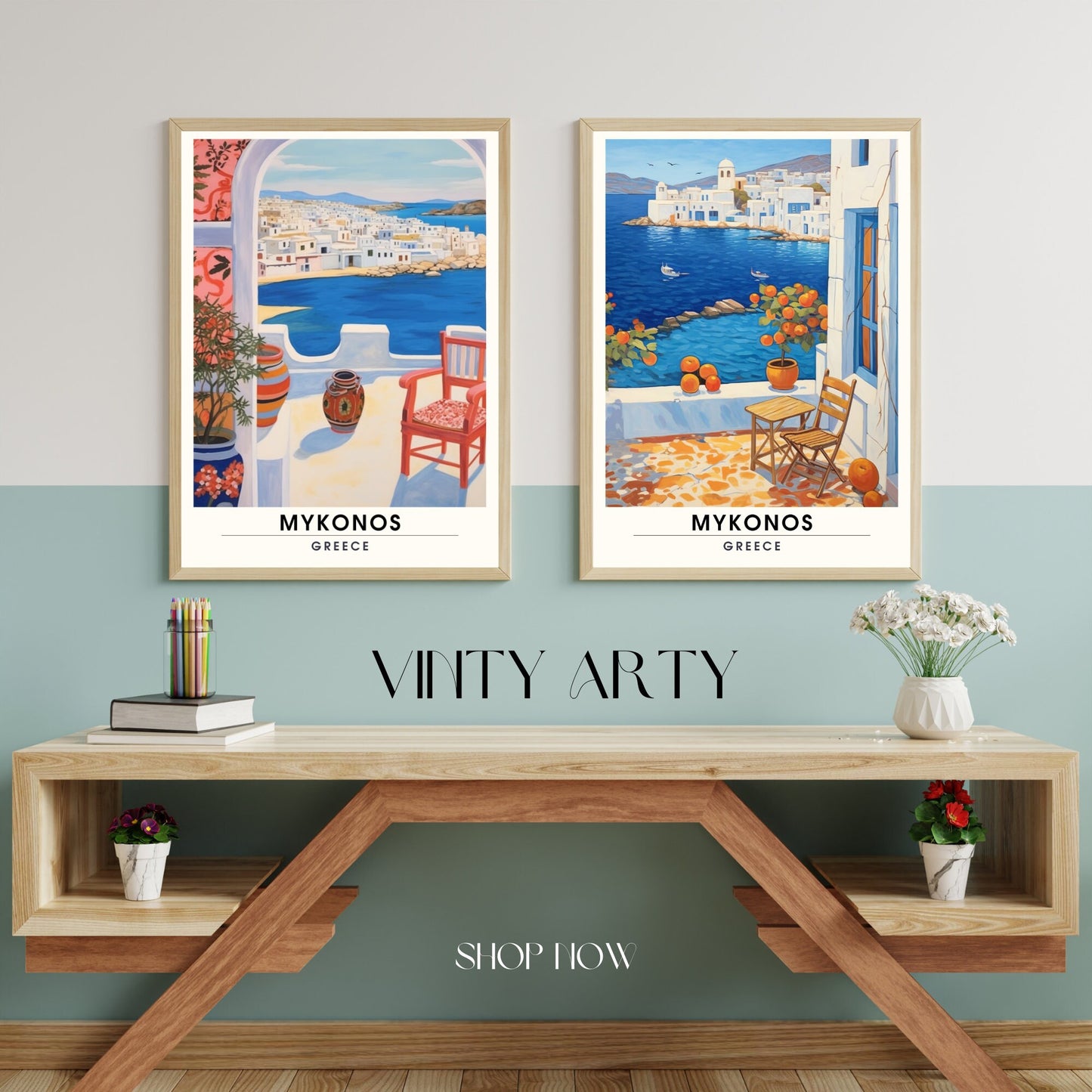 Affiche Mykonos | Poster de voyage Mykonos, Grèce