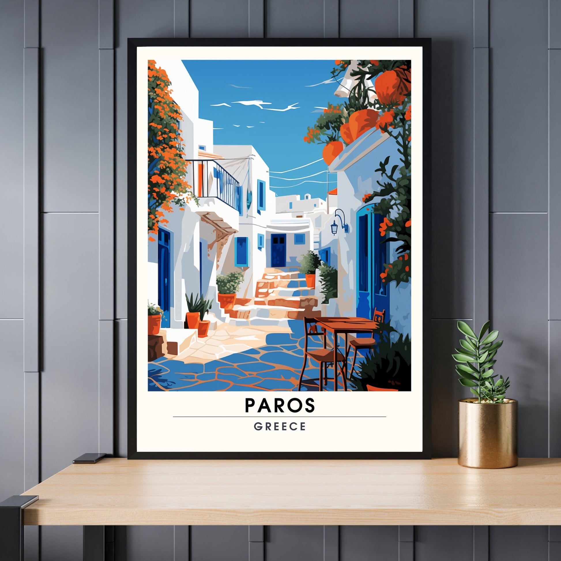 Impression Paros | Poster de voyage Paros, Grèce | Voyage dans les rues de Paros