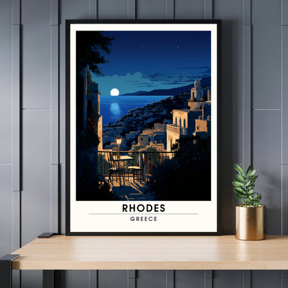 Impression Rhodes | Affiche de voyage Rhodes la nuit