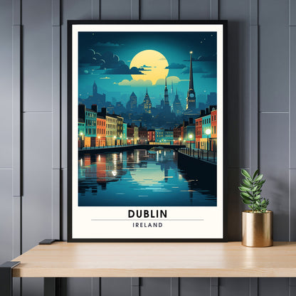 Impression Dublin | Affiche de voyage Dublin, Irlande | Affiche de voyage Dublin de nuit