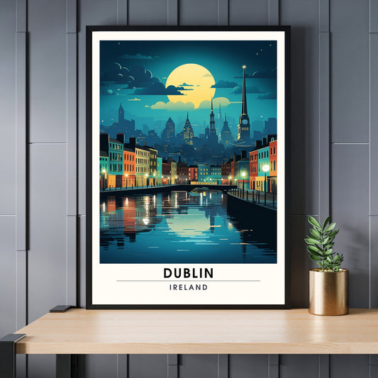 Impression Dublin | Affiche de voyage Dublin, Irlande | Affiche de voyage Dublin de nuit