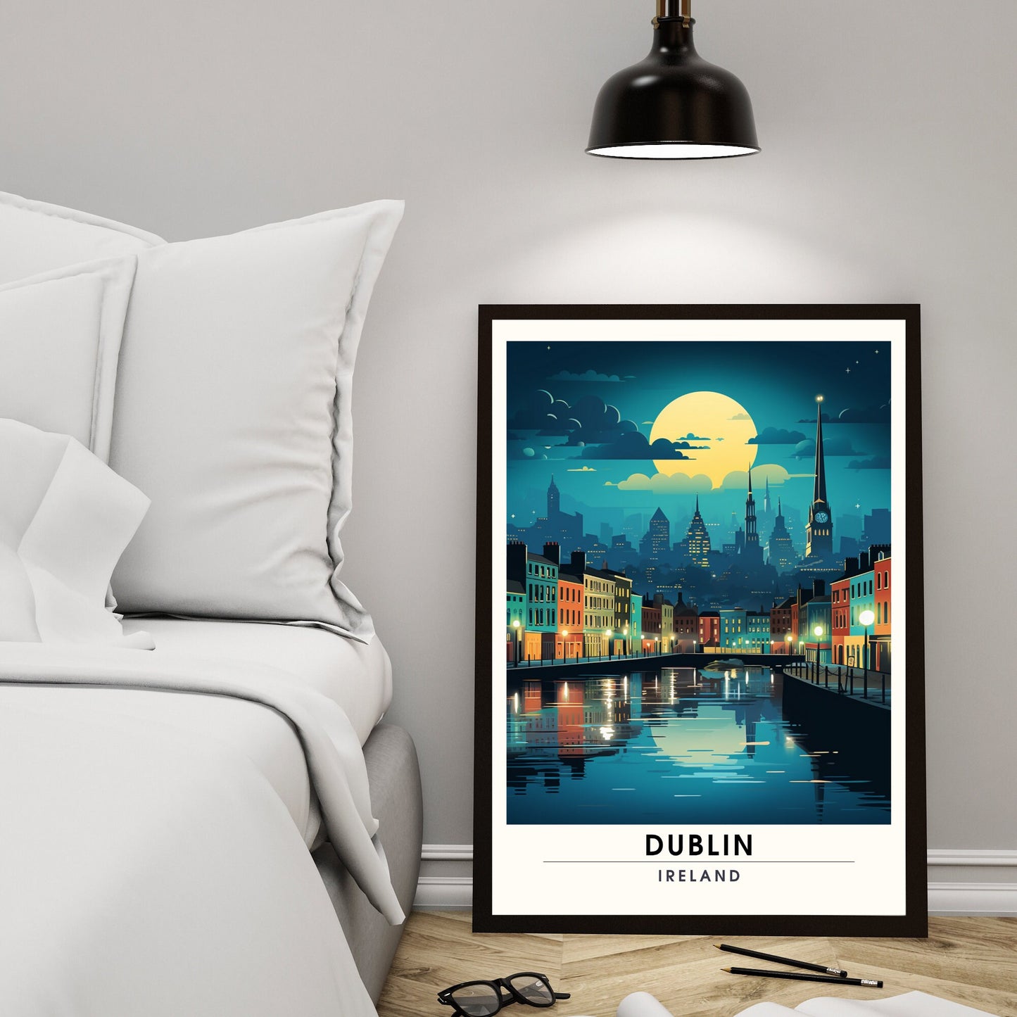 Impression Dublin | Affiche de voyage Dublin, Irlande | Affiche de voyage Dublin de nuit