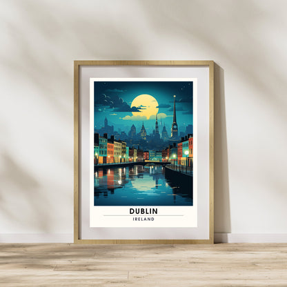 Impression Dublin | Affiche de voyage Dublin, Irlande | Affiche de voyage Dublin de nuit