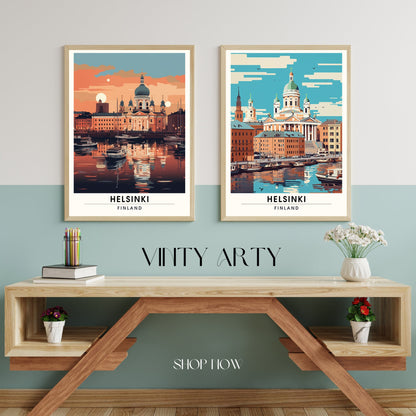 Impression Helsinki | Affiche de Voyage Helsinki au coucher de soleil