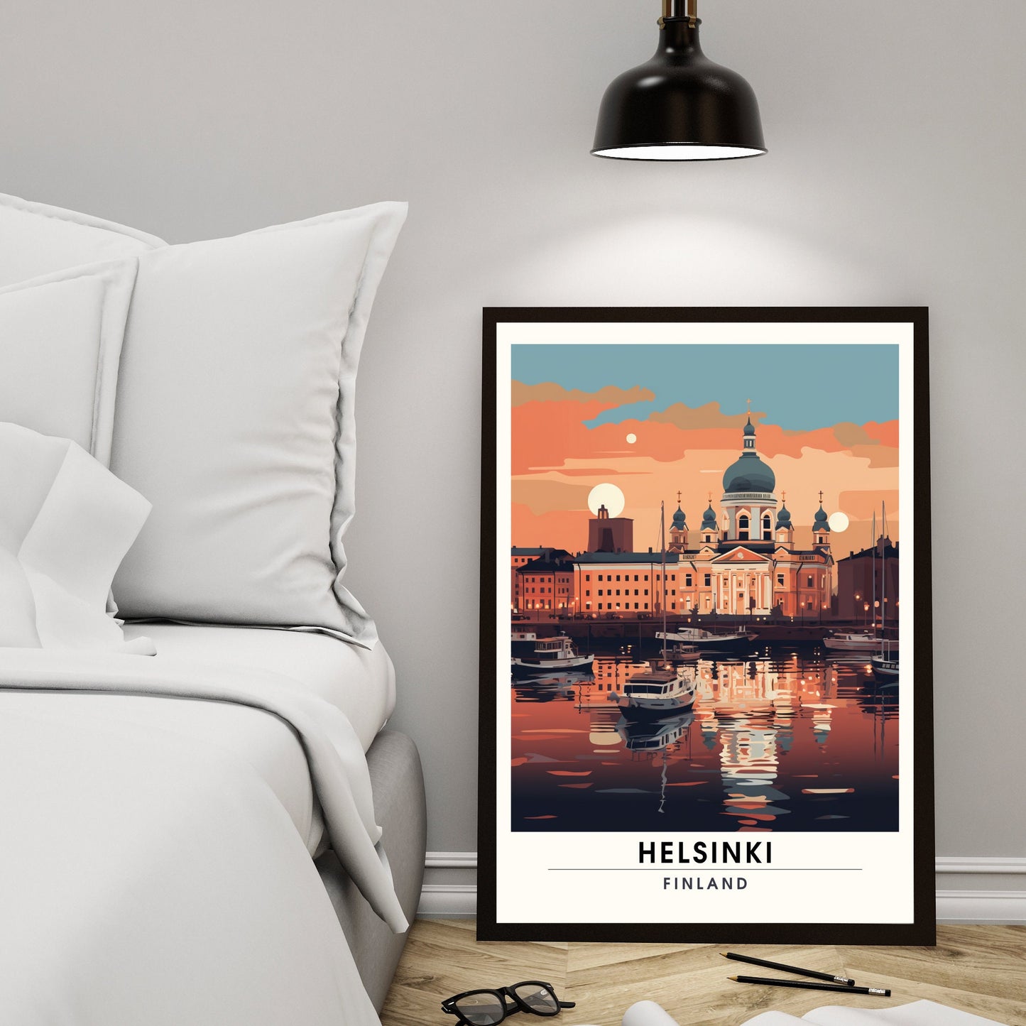 Impression Helsinki | Affiche de Voyage Helsinki au coucher de soleil