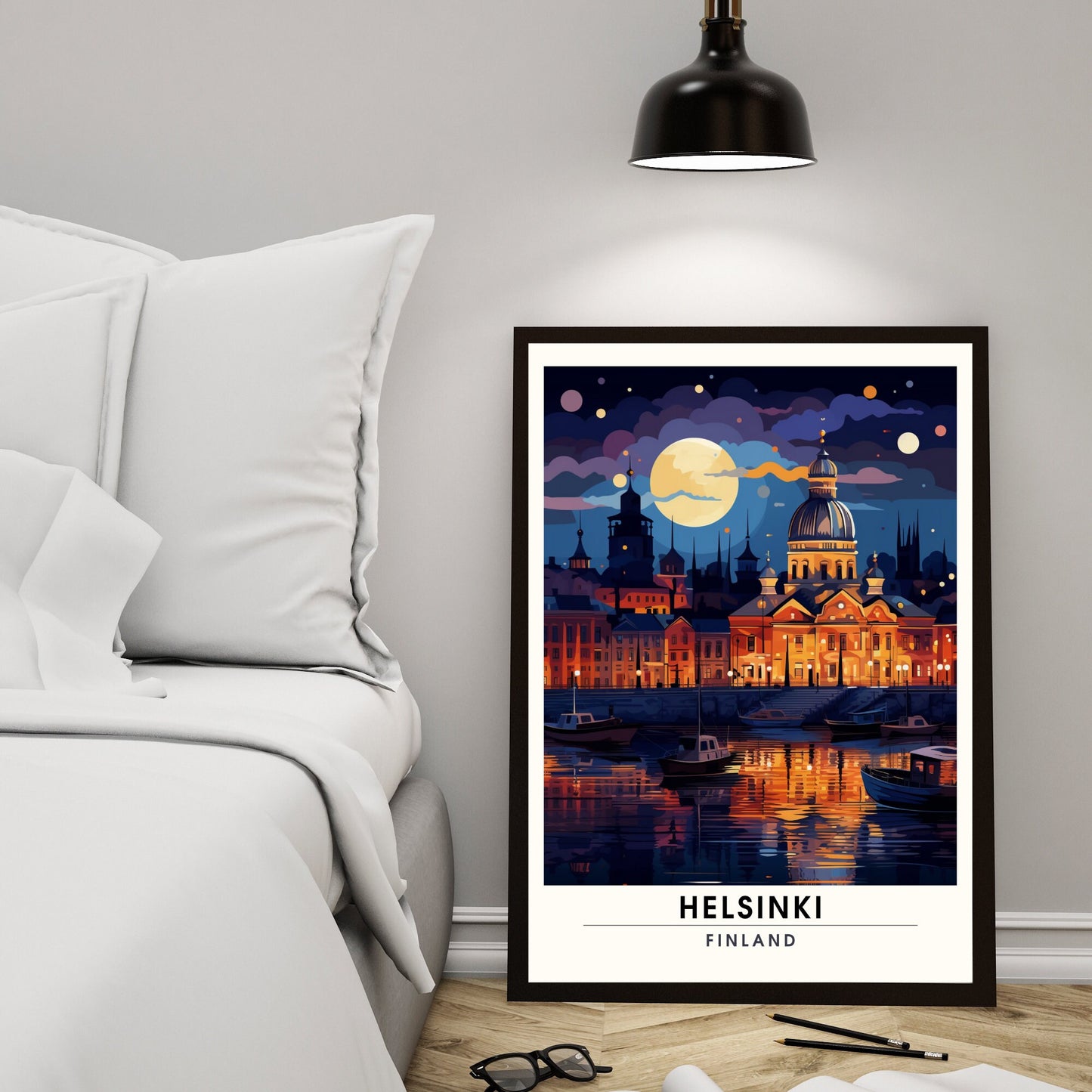 Impression Helsinki | Affiche de Voyage Helsinki de Nuit, Finlande