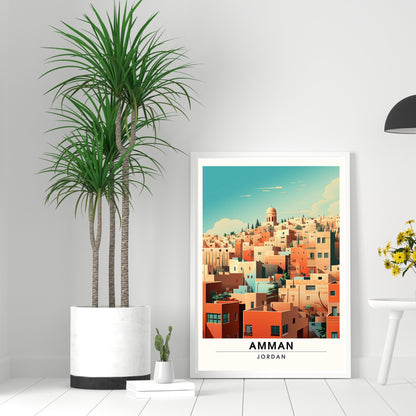 Impression Amman, Jordanie | Impression de voyage Amman | Affiche de voyage Jordanie