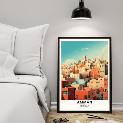 Impression Amman, Jordanie | Impression de voyage Amman | Affiche de voyage Jordanie