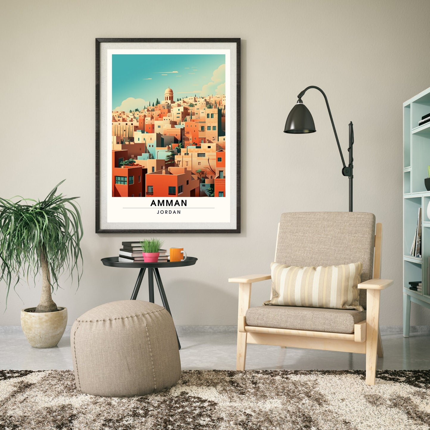 Impression Amman, Jordanie | Impression de voyage Amman | Affiche de voyage Jordanie