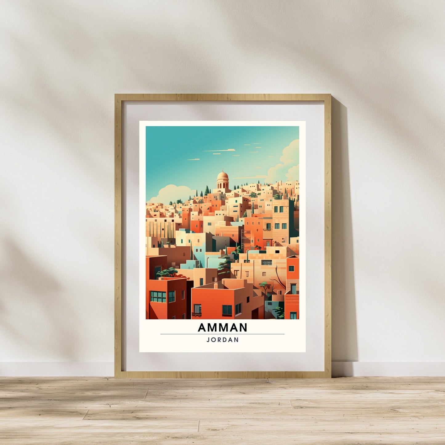 Impression Amman, Jordanie | Impression de voyage Amman | Affiche de voyage Jordanie