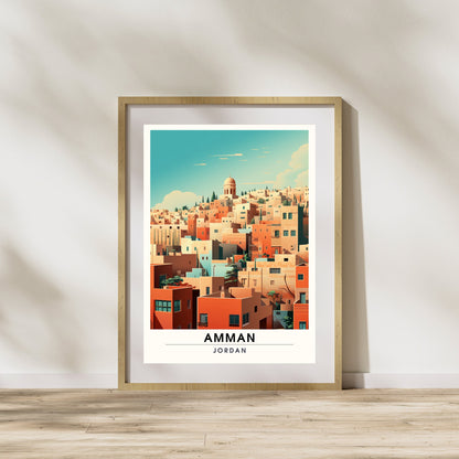 Impression Amman, Jordanie | Impression de voyage Amman | Affiche de voyage Jordanie