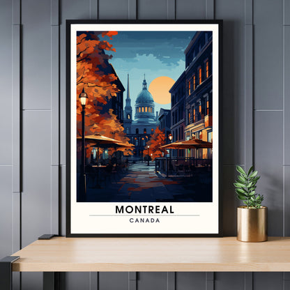 Impression Montréal, Québec | Poster de voyage Montréal | Vieux Montréal la nuit