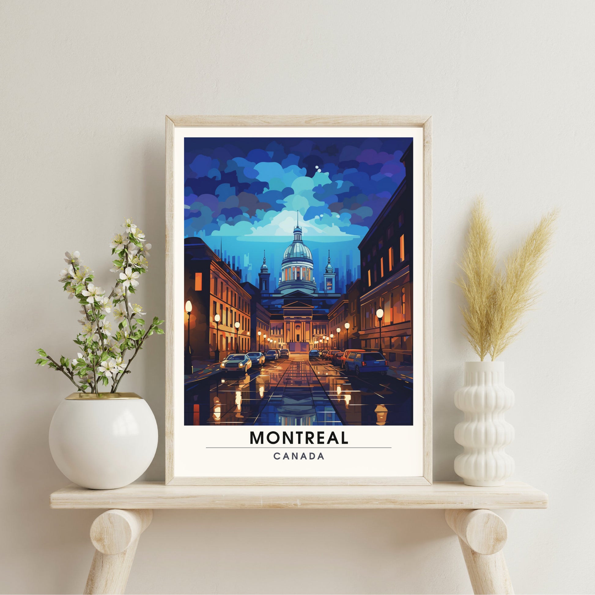 Impression Montréal, Québec | Poster de voyage Montréal | Voyage nocturne à Montréal