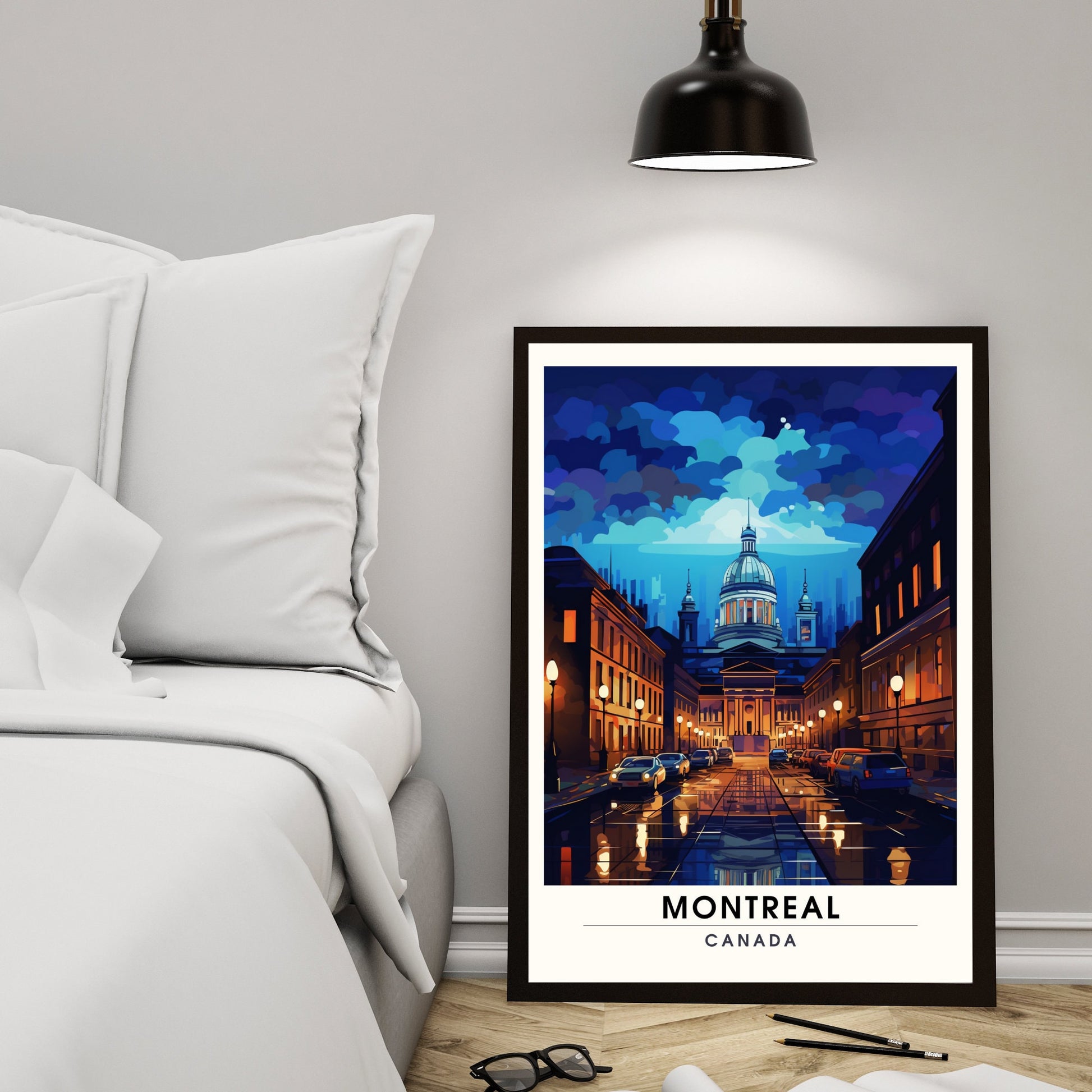 Impression Montréal, Québec | Poster de voyage Montréal | Voyage nocturne à Montréal