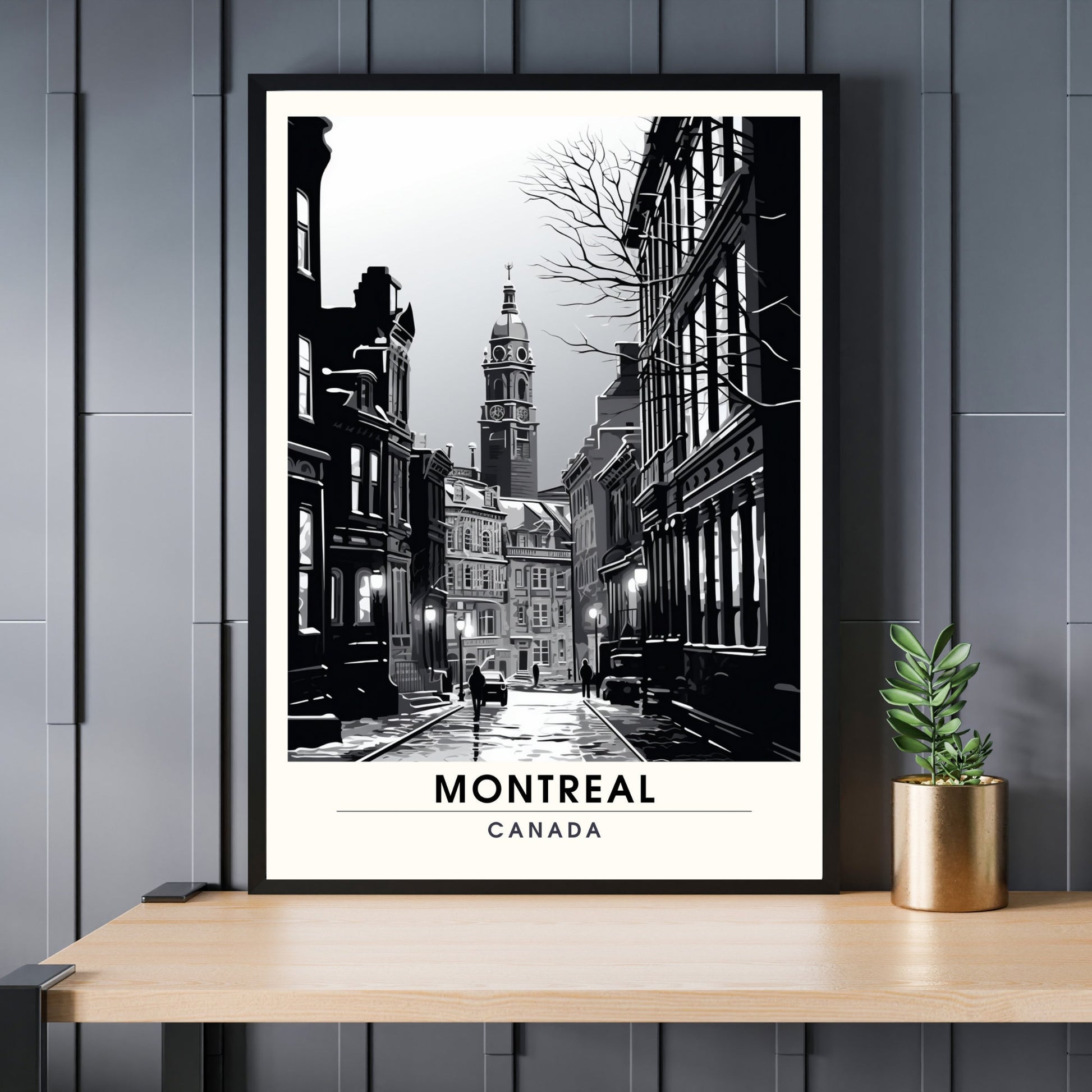 Impression Montréal, Québec | Poster de voyage Montréal | Impression ville noir et blanc