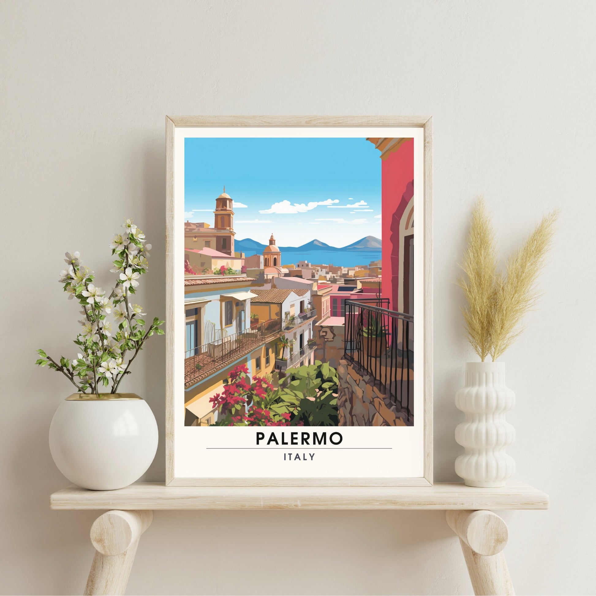 Impression Palerme , Italie | impression de voyage Palerme | Affiche de voyage Italie