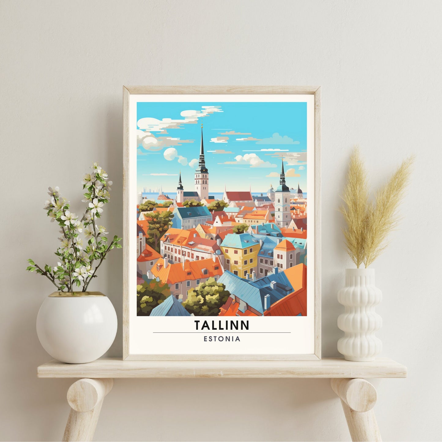 Impression Tallinn, Estonie | poster de voyage Tallinn vue de ciel