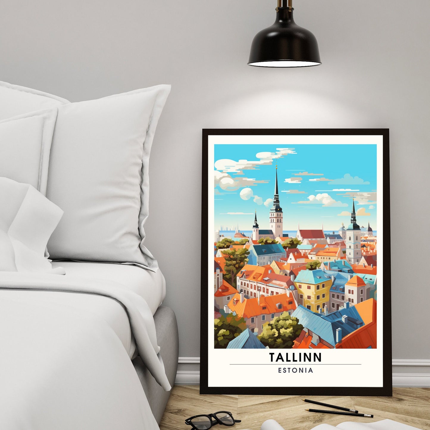 Impression Tallinn, Estonie | poster de voyage Tallinn vue de ciel