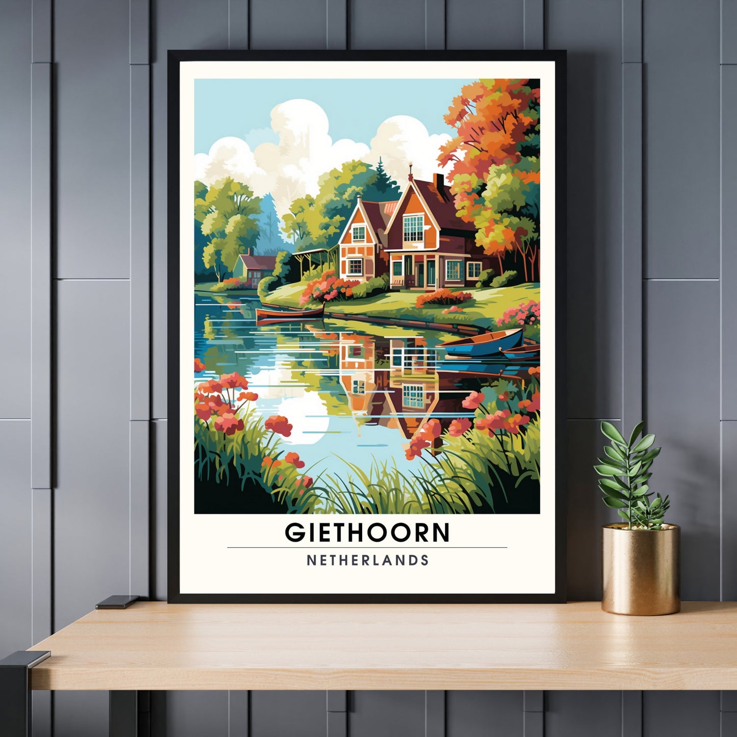 Impression de voyage Giethoorn | poster de voyage Giethoorn, Pays-Bas | Affiche Giethoorn