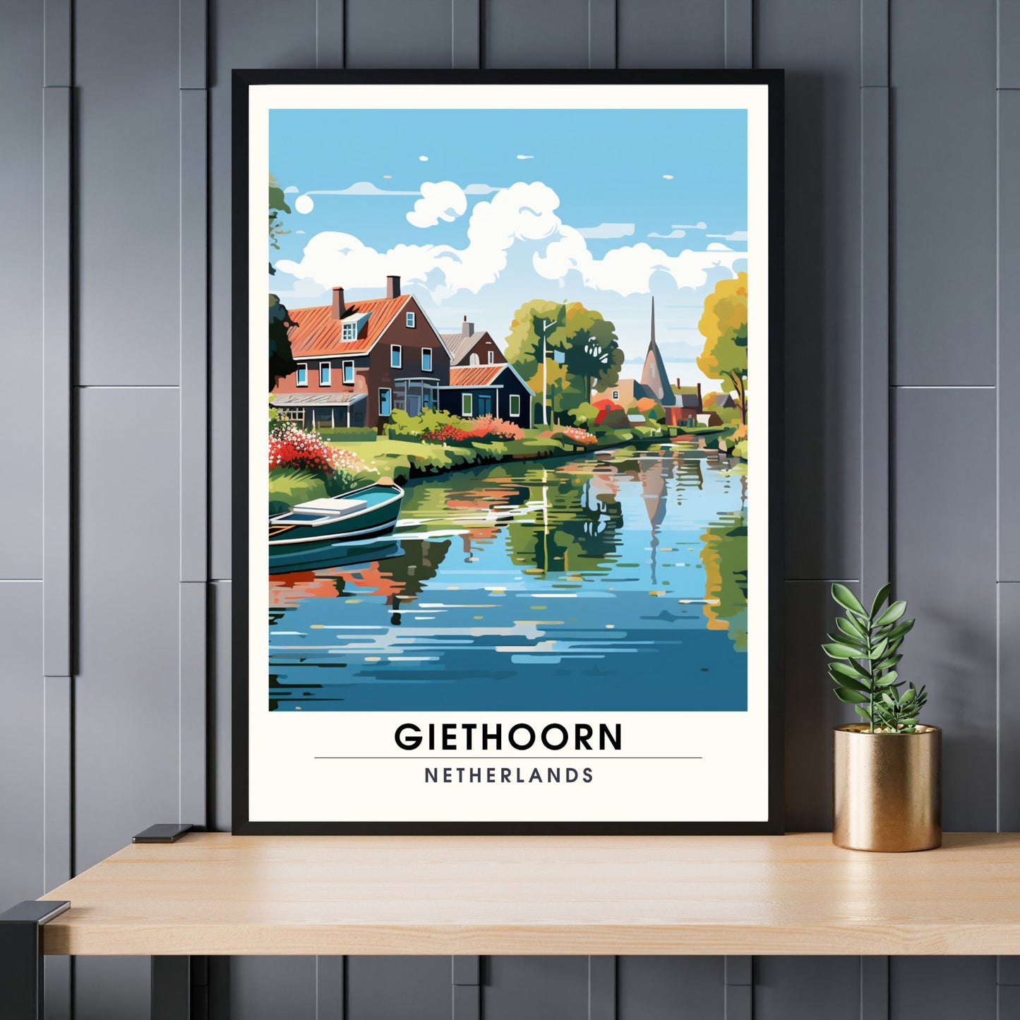 Impression de voyage Giethoorn | poster de voyage Giethoorn, Pays-Bas | Affiche de voyage Giethoorn