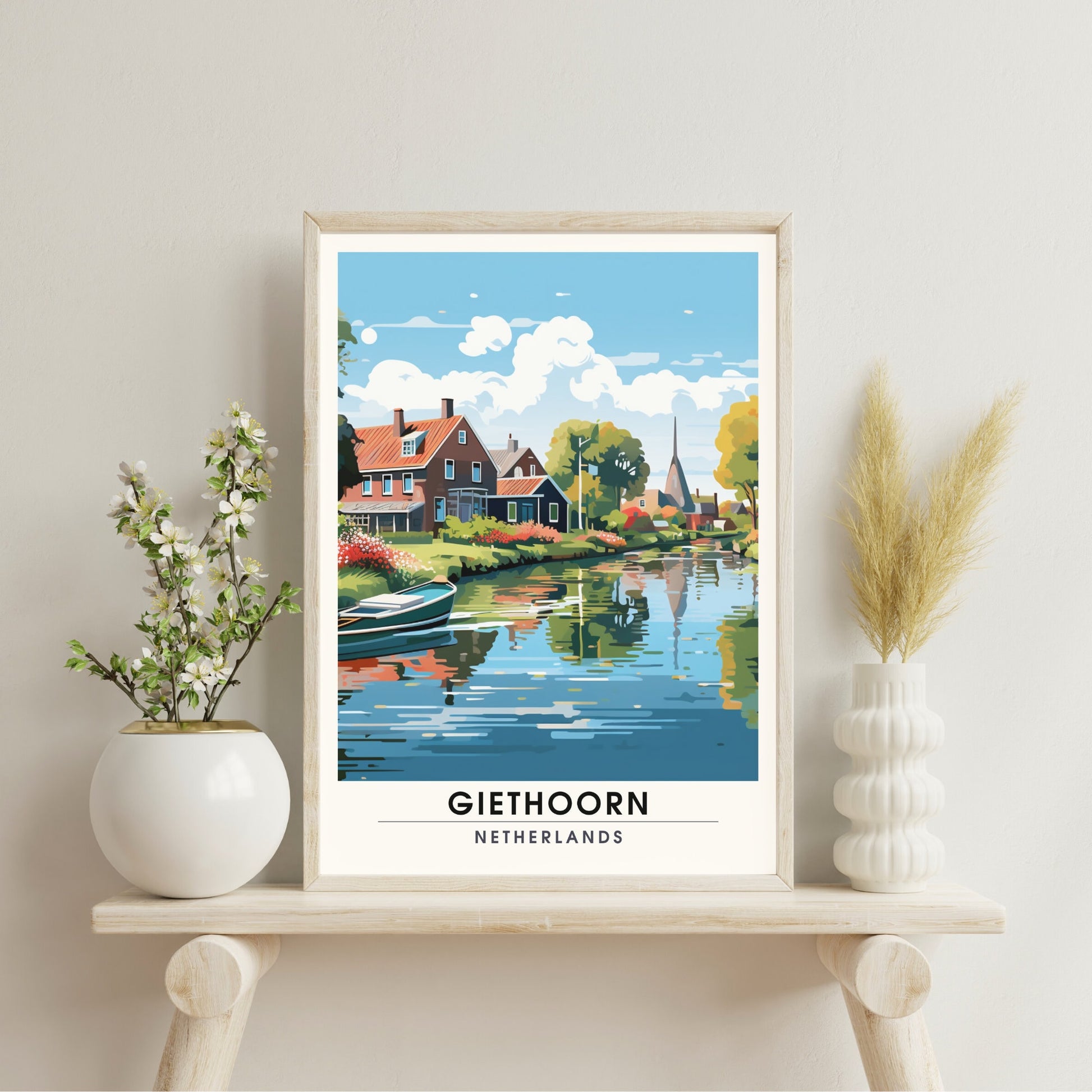 Impression de voyage Giethoorn | poster de voyage Giethoorn, Pays-Bas | Affiche de voyage Giethoorn