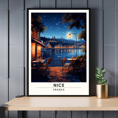 Impression Nice | Affiche de voyage Nice | Ville de Nice la nuit